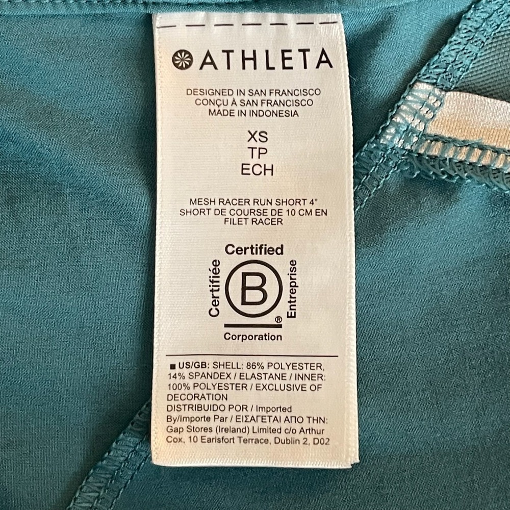 Athleta Women's Blue Lined Stretch Mesh Racer 4" Workout Running Shorts Size XS - Picture 6 of 7
